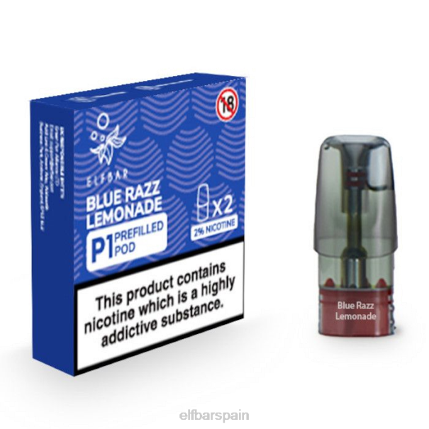 elfbar mate 500 p1 cápsulas precargadas - 20 mg (paquete de 2) 8LFB154limonada azul razz