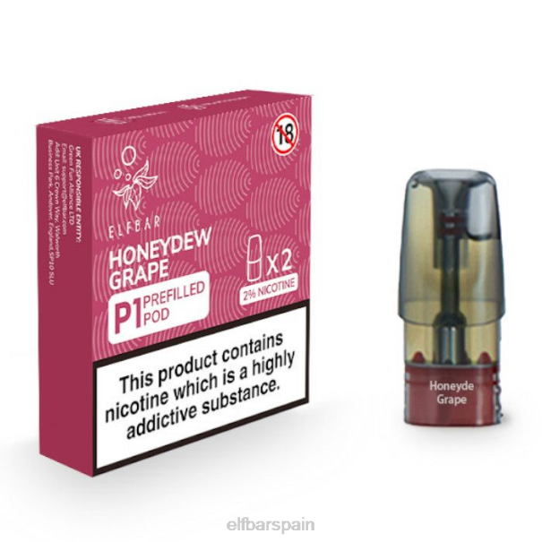 elfbar mate 500 p1 cápsulas precargadas - 20 mg (paquete de 2) 8LFB163uva dulce