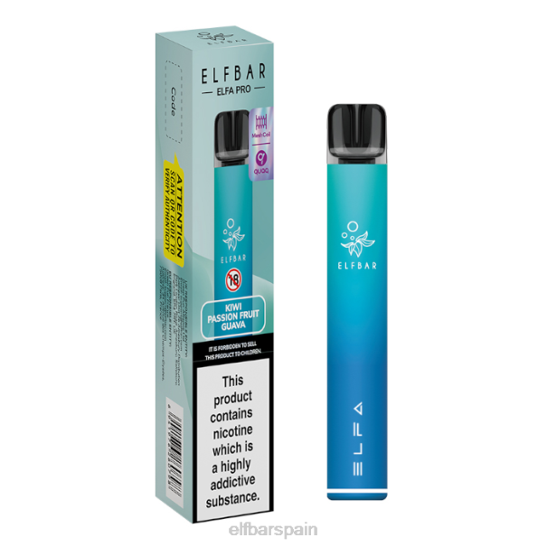 kit elfbar elfa pro pod - recargable 8LFB66aurora blue + vaina precargada de maracuyá y kiwi