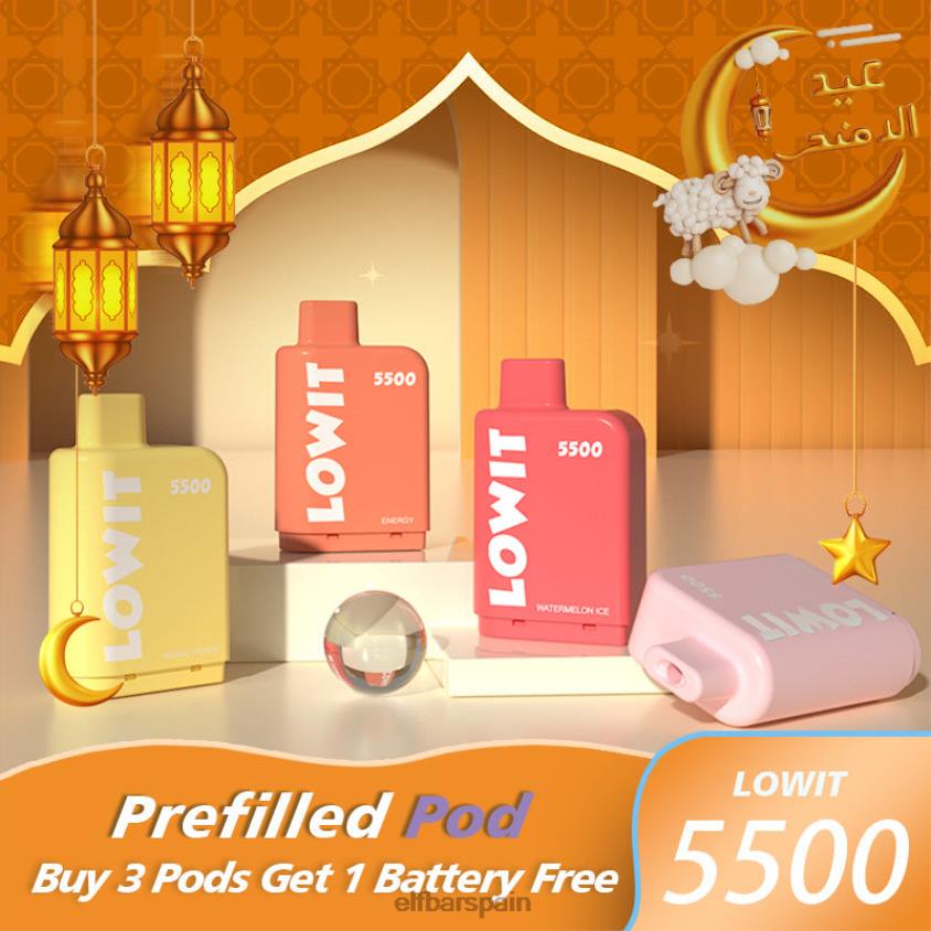 vaina precargada lowit 5500 inhalaciones 2% nic VD2T6145 ELFBAR hielo de sandia