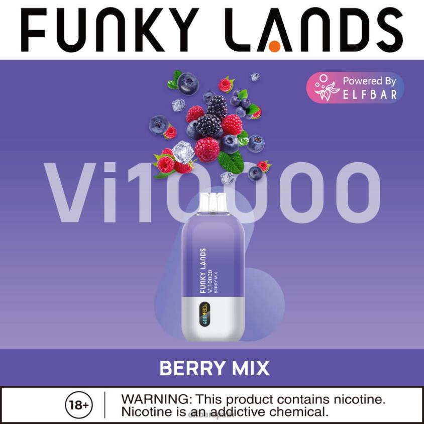 Funky Lands desechables vape vi10000 bocanadas VD2T6163 ELFBAR arándano rosa menta