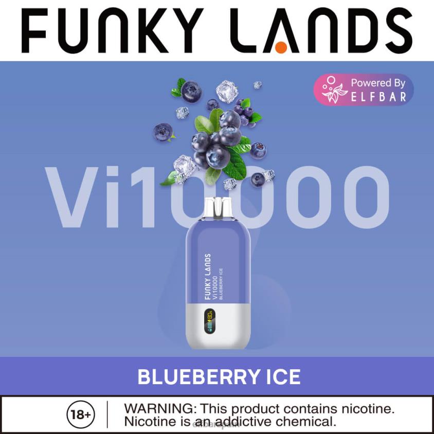 Funky Lands desechables vape vi10000 bocanadas VD2T6163 ELFBAR arándano rosa menta