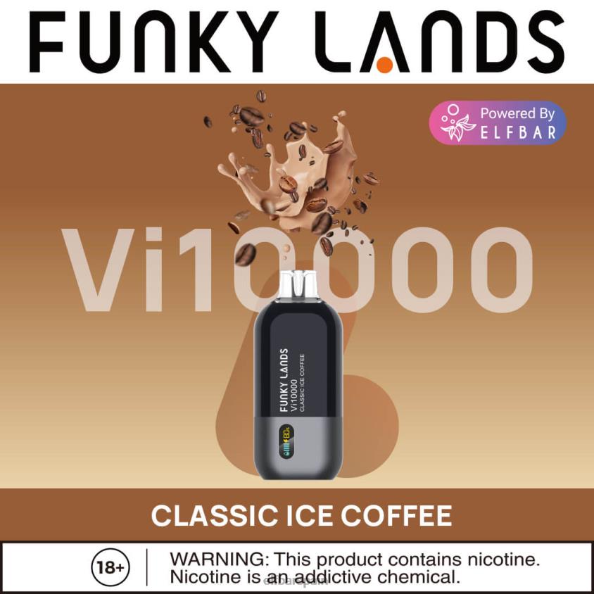 Funky Lands desechables vape vi10000 bocanadas VD2T6170 ELFBAR café helado clásico