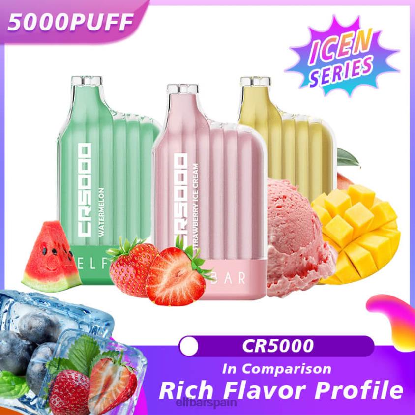 Serie de hielo vape cr5000 desechable de mejor sabor VD2T621 ELFBAR limonada azul razz
