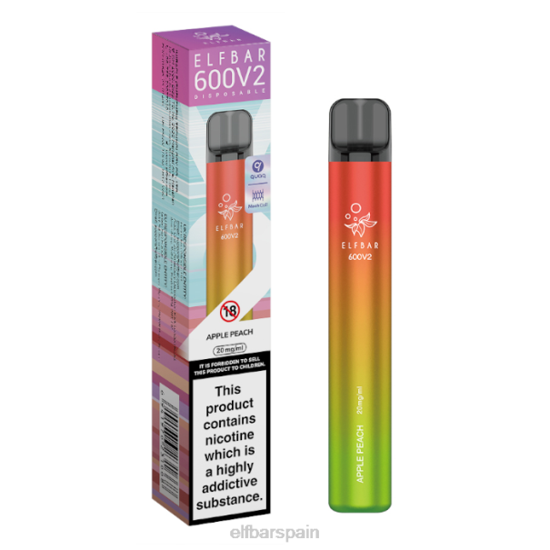 Vaporizador desechable elfbar 600v2 - 20 mg 8LFB11durazno manzana