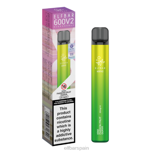 Vaporizador desechable elfbar 600v2 - 20 mg 8LFB12kiwi maracuyá guayaba