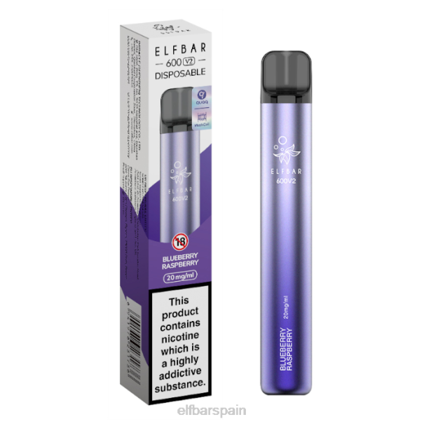 Vaporizador desechable elfbar 600v2 - 20 mg 8LFB16frambuesa arándano