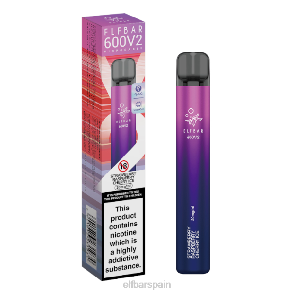 Vaporizador desechable elfbar 600v2 - 20 mg 8LFB18fresa frambuesa cereza hielo