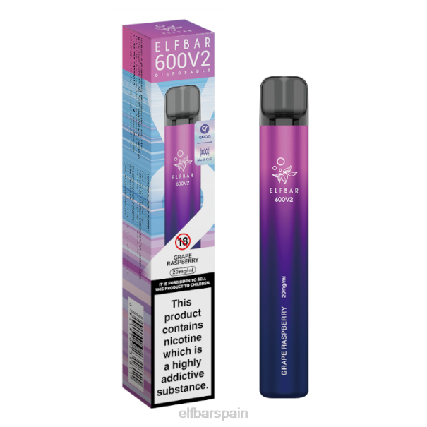 Vaporizador desechable elfbar 600v2 - 20 mg 8LFB24frambuesa uva