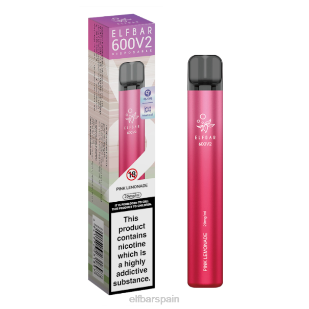 Vaporizador desechable elfbar 600v2 - 20 mg 8LFB7limonada rosa
