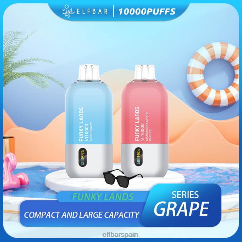 funky lands mejor sabor vape desechable vi10000 serie uva VD2T6150 ELFBAR hielo dúo de uva y arándano